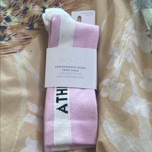 Athleta Light Pink and White Crew Socks